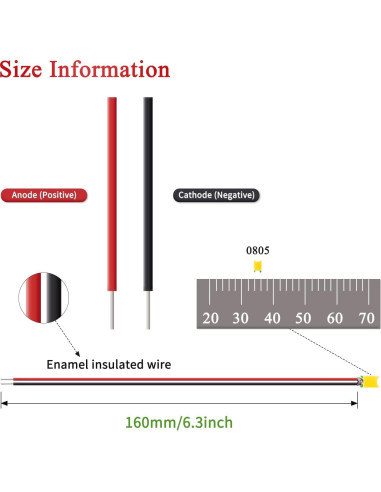 DiCUNO 100 Micro LED SMD 0805 Pre-cableados 16cm 5 Colores