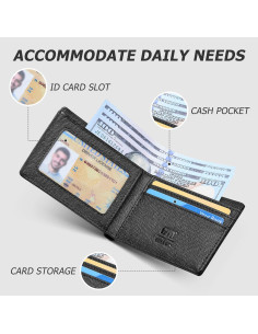 Billetera Slim Gostwo de Cuero para Hombres con Ventana ID 2