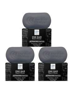 Jabón Natural de Carbón Activado One With Nature - 3 Barras