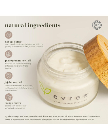 Crema de Masaje Íntimo Evree 96g Sabor Coco y Lima