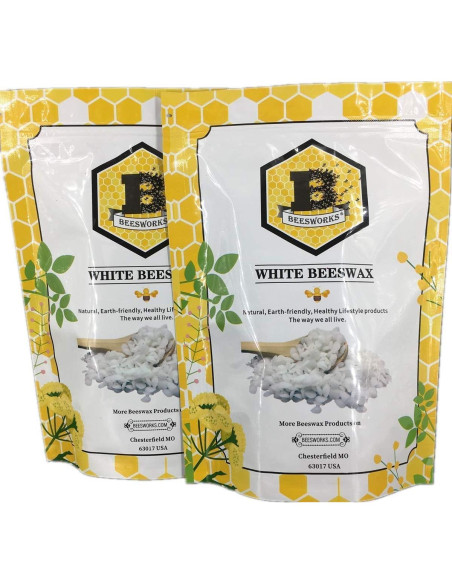Pellets de Cera de Abeja Blanca Beesworks 450g Grado Cosmético