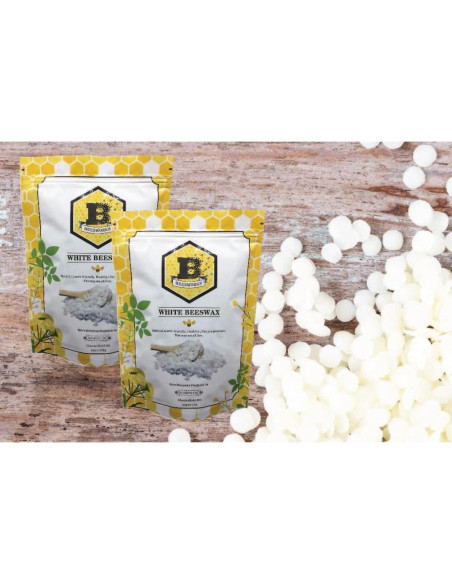 Pellets de Cera de Abeja Blanca Beesworks 450g Grado Cosmético