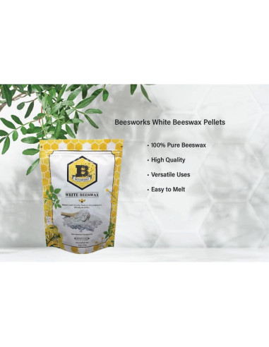 Pellets de Cera de Abeja Blanca Beesworks 450g Grado Cosmético