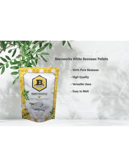 Pellets de Cera de Abeja Blanca Beesworks 450g Grado Cosmético