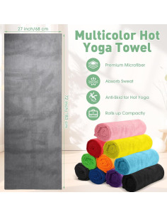 Toallas de Yoga Antideslizantes Breling 10 Pcs Microfibra 68x183cm 2