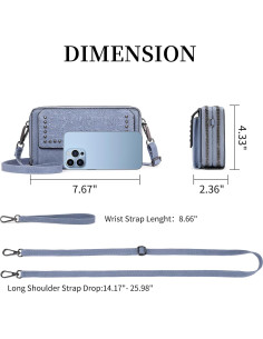 Bolso Cruzado FALAN MULE Mujer Cuero PU Azul Bebé 22.5x13cm 2