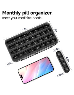 Organizador de Pastillas Mensual Zoksi 30 Días Negro 2