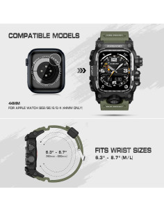 Banda y Funda amBand 44mm para Apple Watch SE2/SE/6/5/4 Verde Militar 2