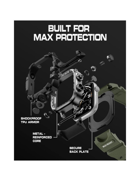 Banda y Funda amBand 44mm para Apple Watch SE2/SE/6/5/4 Verde Militar