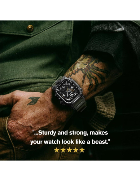 Banda y Funda amBand 44mm para Apple Watch SE2/SE/6/5/4 Verde Militar