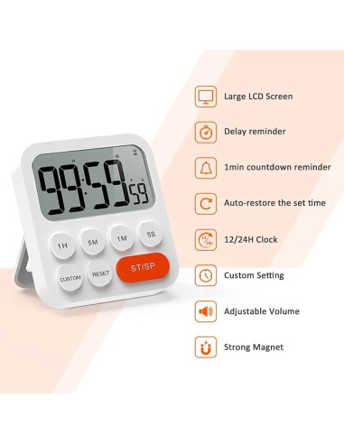 Temporizador Digital de Cocina LIORQUE con Alarma y Pantalla LCD