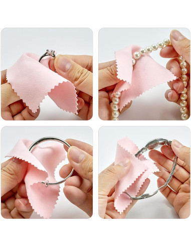 Paño de limpieza de joyería PLJ 120 piezas microfibra rosa