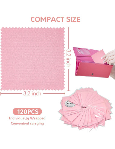 Paño de limpieza de joyería PLJ 120 piezas microfibra rosa