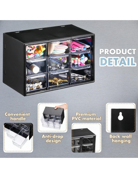 Organizador de Cajones Rtteri 9 Piezas Plástico Negro