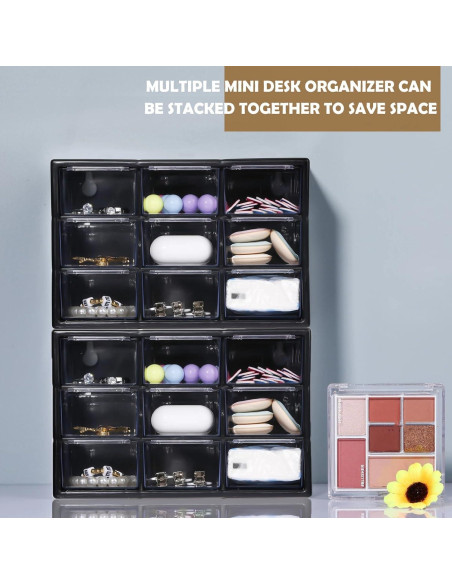 Organizador de Cajones Rtteri 9 Piezas Plástico Negro