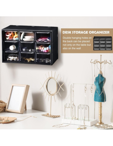 Organizador de Cajones Rtteri 9 Piezas Plástico Negro