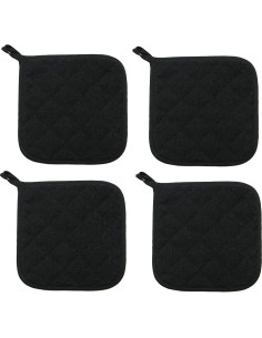 Juego de 4 Agarradores de Olla GQZLUCK Algodón Negro 17.78cm 2