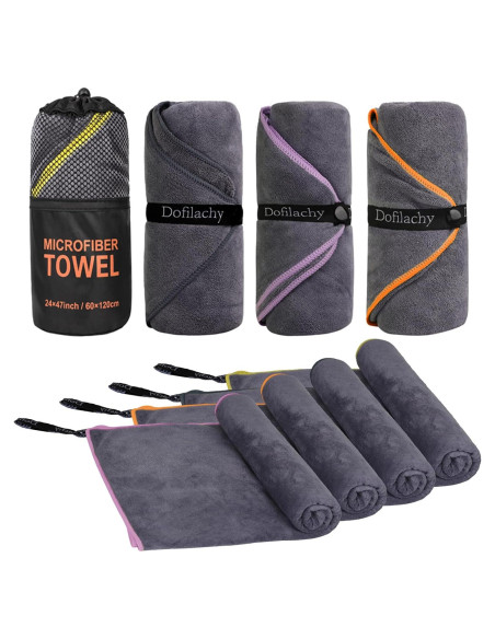 Dofilachy Toallas de Camping Microfibra 4 Pack Secado Rápido