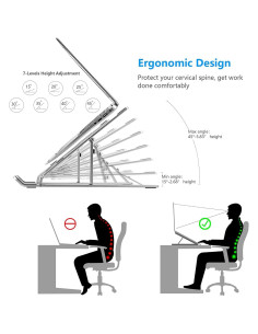 Soporte para Laptop Leeboom Ergonómico Ajustable Plata 2