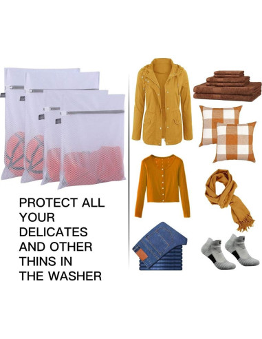 Bolsas de Lavandería Kimmama 4 Piezas Malla 2XL y 2L