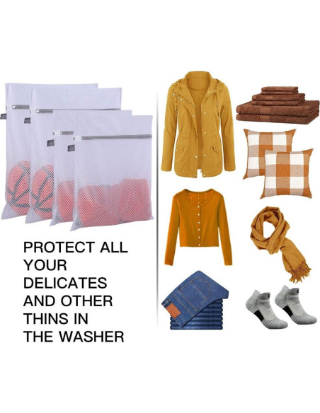 Bolsas de Lavandería Kimmama 4 Piezas Malla 2XL y 2L