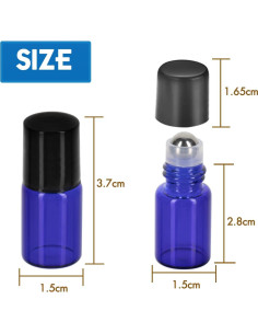 Botellas de Aceite Esencial ZEJIA 2ml - Paquete de 24 Vidrio Azul 2