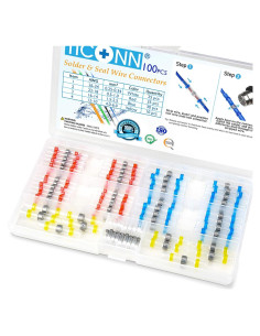 Conectores de Cable TICONN 100 Pcs Termocontraíbles Impermeables