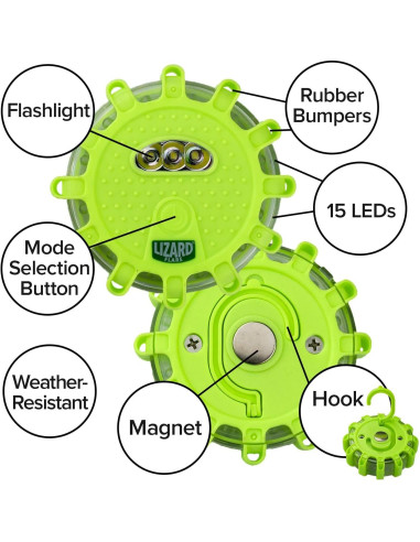 Bengalas LED Lizard Flare 15 LEDs 9 Modos Seguridad Verde