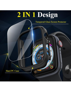 Funda Dura para Apple Watch 41mm EWUONU con Vidrio Templado 2