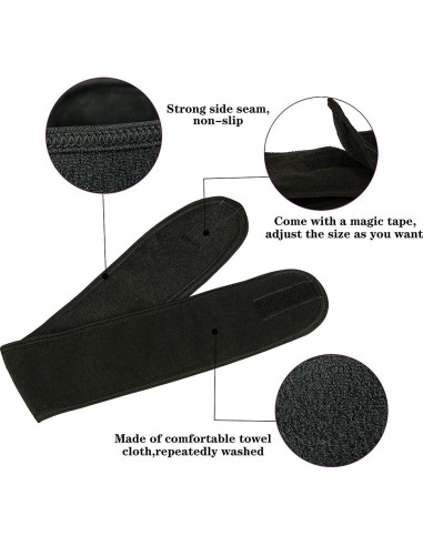Diademas de Spa Facial 4PCS TOPODO Ajustables Negro