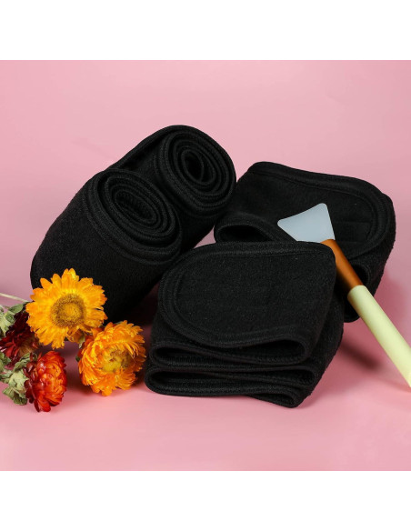 Diademas de Spa Facial 4PCS TOPODO Ajustables Negro