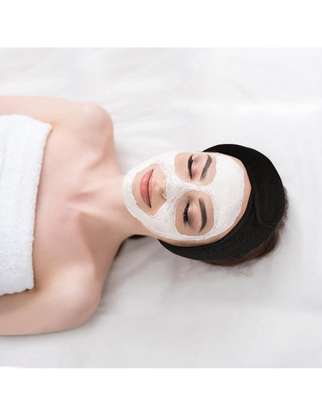 Diademas de Spa Facial 4PCS TOPODO Ajustables Negro