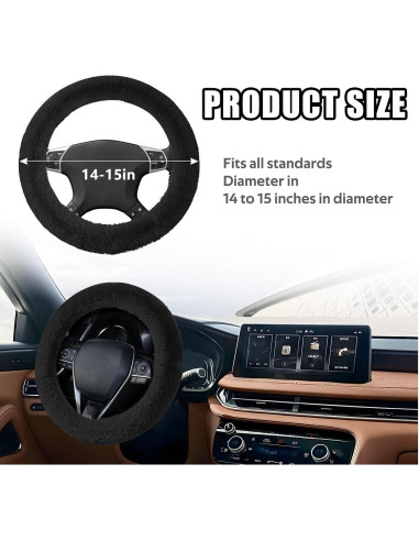 Funda de Volante de Coche Wuyaoyao 15'' Felpa Antideslizante