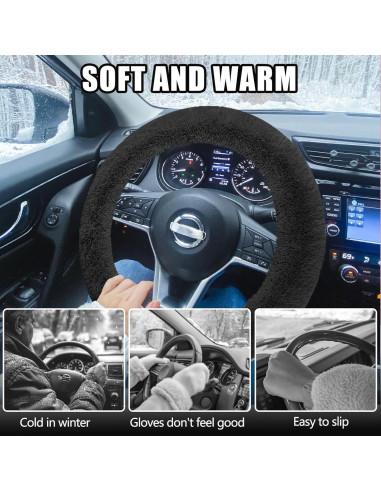 Funda de Volante de Coche Wuyaoyao 15'' Felpa Antideslizante