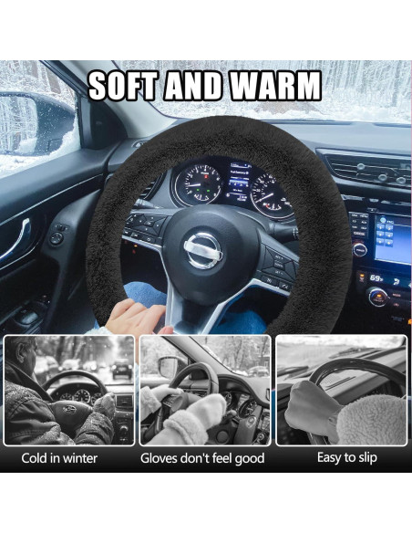 Funda de Volante de Coche Wuyaoyao 15'' Felpa Antideslizante Funda de Volante de Coche Wuyaoyao 15'' Felpa Antideslizante