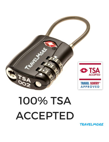 Candado de Combinación TSA TravelMore Negro 1 Paquete 3 Dígitos