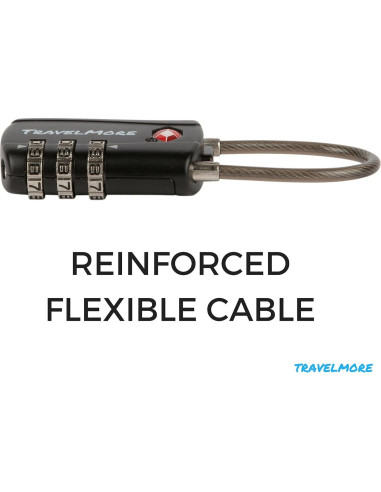 Candado de Combinación TSA TravelMore Negro 1 Paquete 3 Dígitos