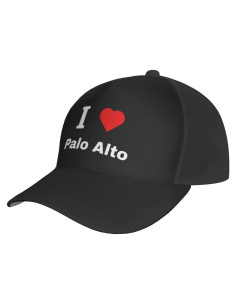 Gorra de béisbol I Love Palo Alto ajustable 100% algodón negra