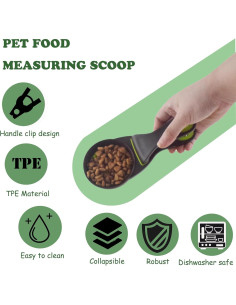 Cuchara Medidora Plegable para Perros Cdipesp 3 en 1 Verde 2