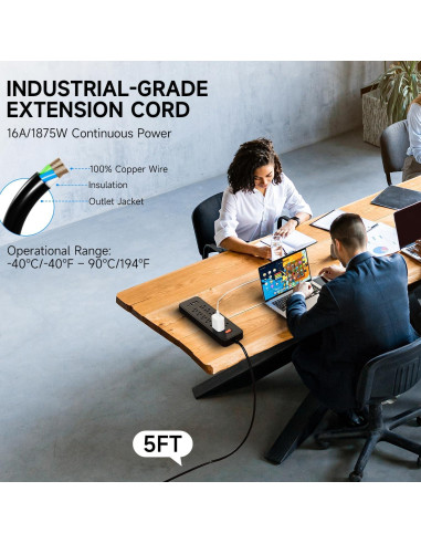 Protector de Sobretensión ZHANGONG 12 Salidas 4 USB 1.52m