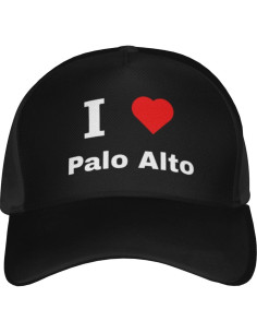 Gorra de béisbol I Love Palo Alto ajustable 100% algodón negra 2