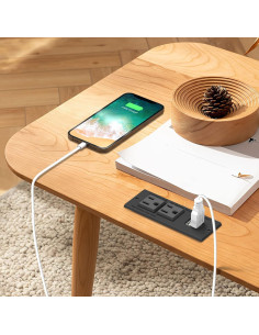 Toma de Corriente Recesada Kungfuking con 2 Enchufes y 2 USB 2