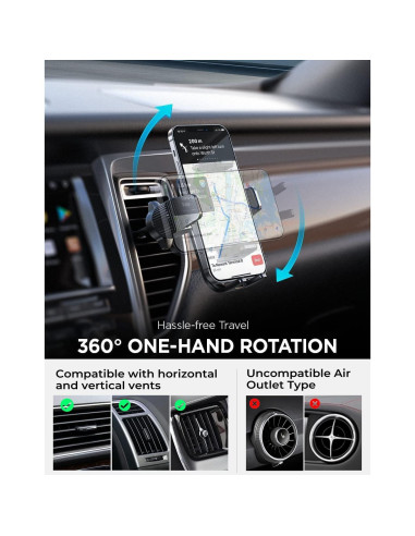 Soporte para Teléfono en Auto LISEN, Ajustable, Negro