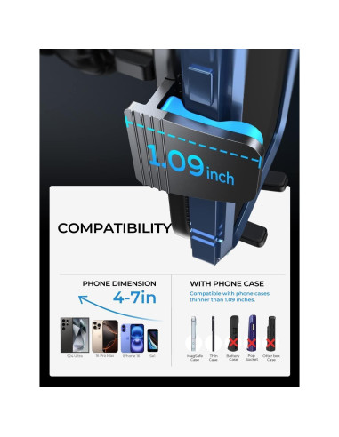 Soporte para Teléfono en Auto LISEN, Ajustable, Negro