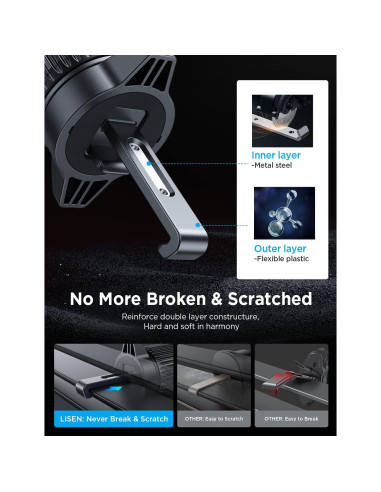 Soporte para Teléfono en Auto LISEN, Ajustable, Negro