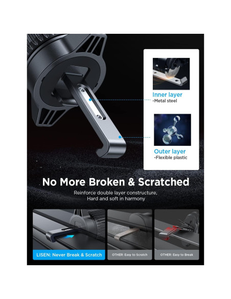 Soporte para Teléfono en Auto LISEN, Ajustable, Negro Soporte para Teléfono en Auto LISEN, Ajustable, Negro