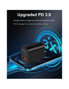 Cargador de Pared USB-C AILKIN 20W Doble Puerto Rápido 3Pack 2