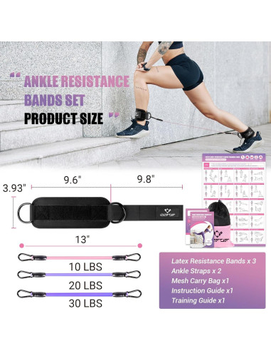 Bandas de Resistencia para Tobillos COFOF - 3 Niveles de Tensión
