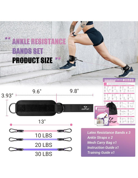 Bandas de Resistencia para Tobillos COFOF - 3 Niveles de Tensión