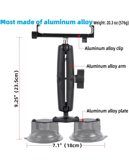 Soporte de Tableta Aluminio Doble Ventosa TS-10A 4.7-15"